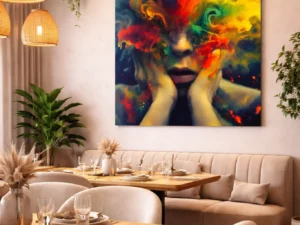 modern kunstwerk gezicht in rook plexiglas