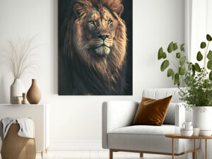 Leeuw muurkunst 60x90 cm – wanddecoratie leeuw op plexiglas of dibond