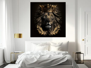 lleeuw wanddecoratie kroon luxe muurkunst