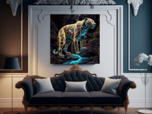 Gouden panter muurdecoratie op plexiglas of dibond