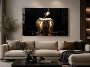 zwart goud schilderij boven bank modern