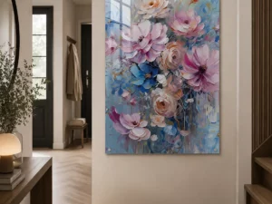 zachte bloemen muurdecoratie pastel kleuren