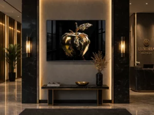 moderne muurdecoratie gouden appel plexiglas