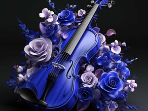 creatieve wanddecoratie viool blauw