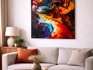 kunstwerk vrouw in kleur swirl stijl voor luxe wanddecoratie