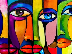 moderne pop art wanddecoratie boven bank