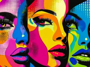 moderne pop art wanddecoratie boven bank