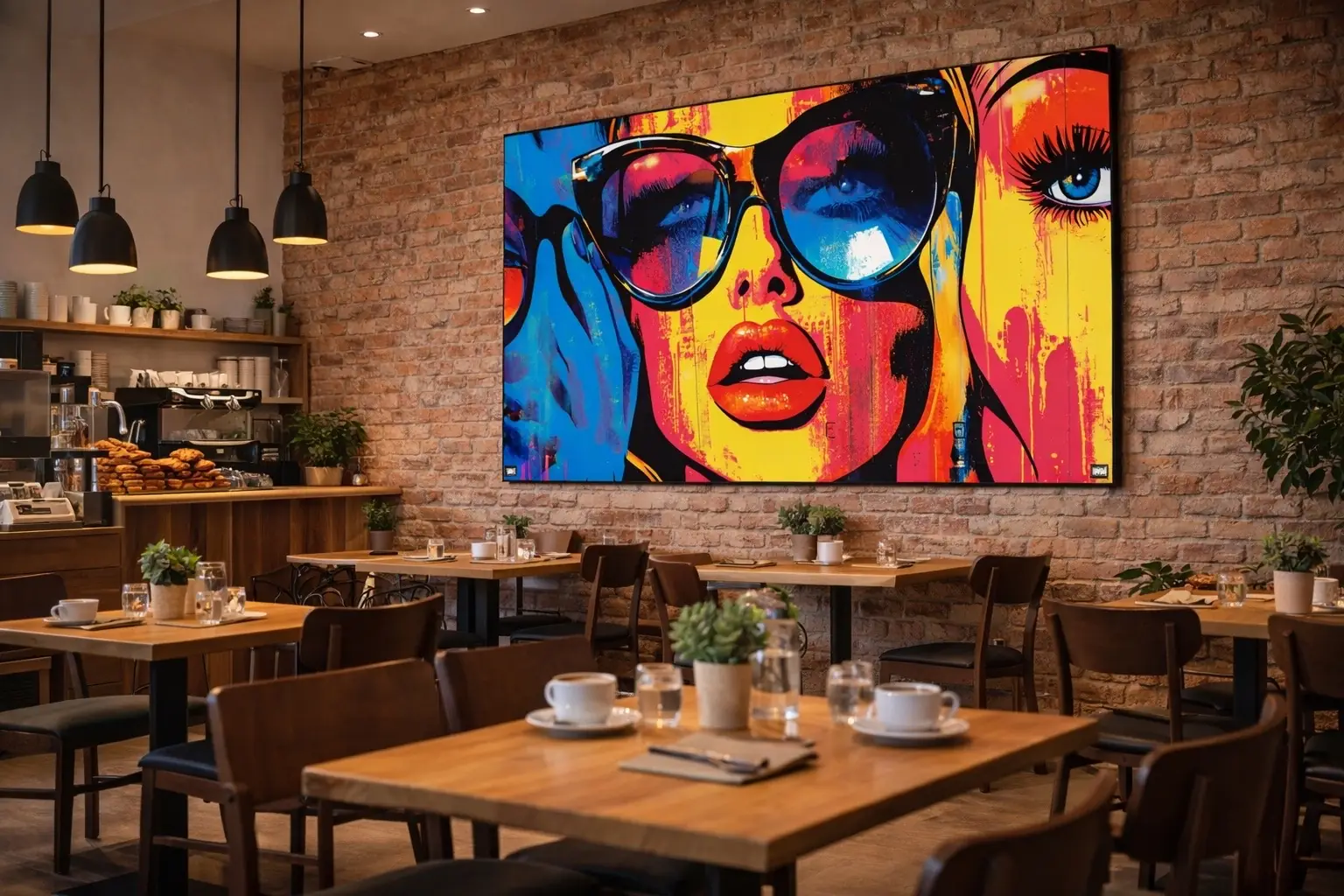 Moderne wanddecoratie boven de bank in woonkamer