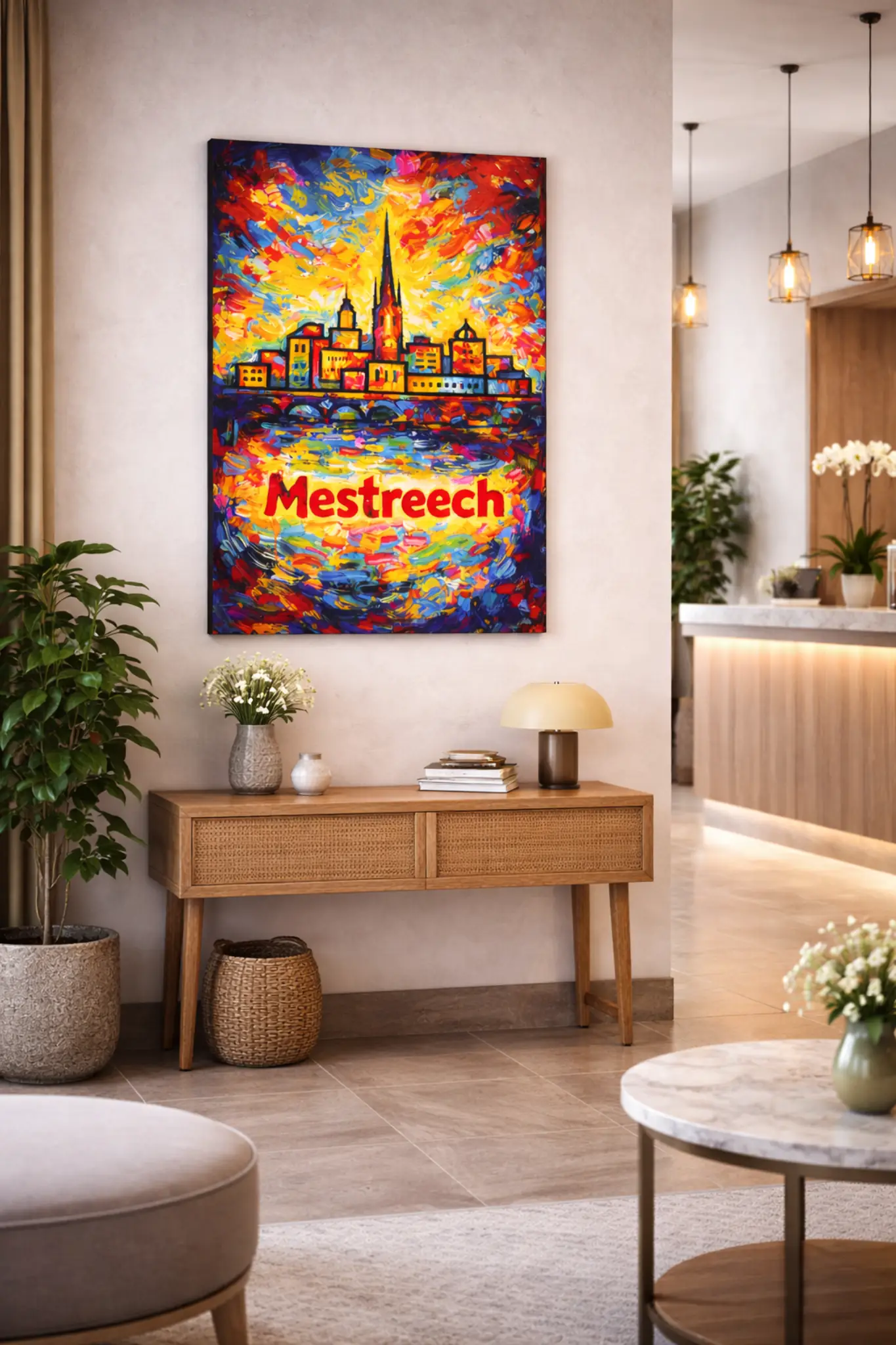 WANDDECORATIE MAASTRICHT MESTREECH STADSKUNST KLEURRIJKE MUURKUNST 4 muurkunst maastricht stad schilderij kleurrijk