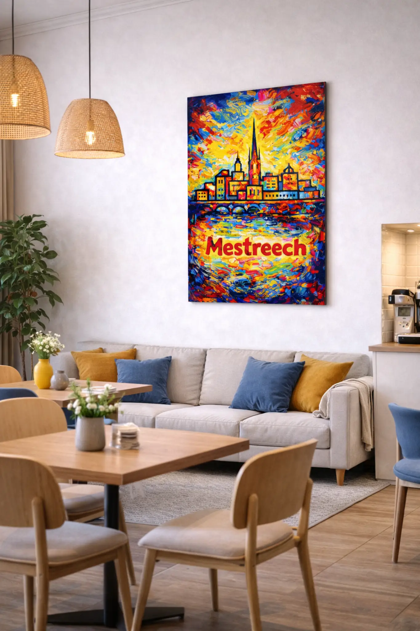 WANDDECORATIE MAASTRICHT MESTREECH STADSKUNST KLEURRIJKE MUURKUNST 3 schilderij mestreech stad kleurrijke muurkunst