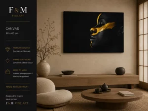 wanddecoratie woonkamer België vrouw zwart goud