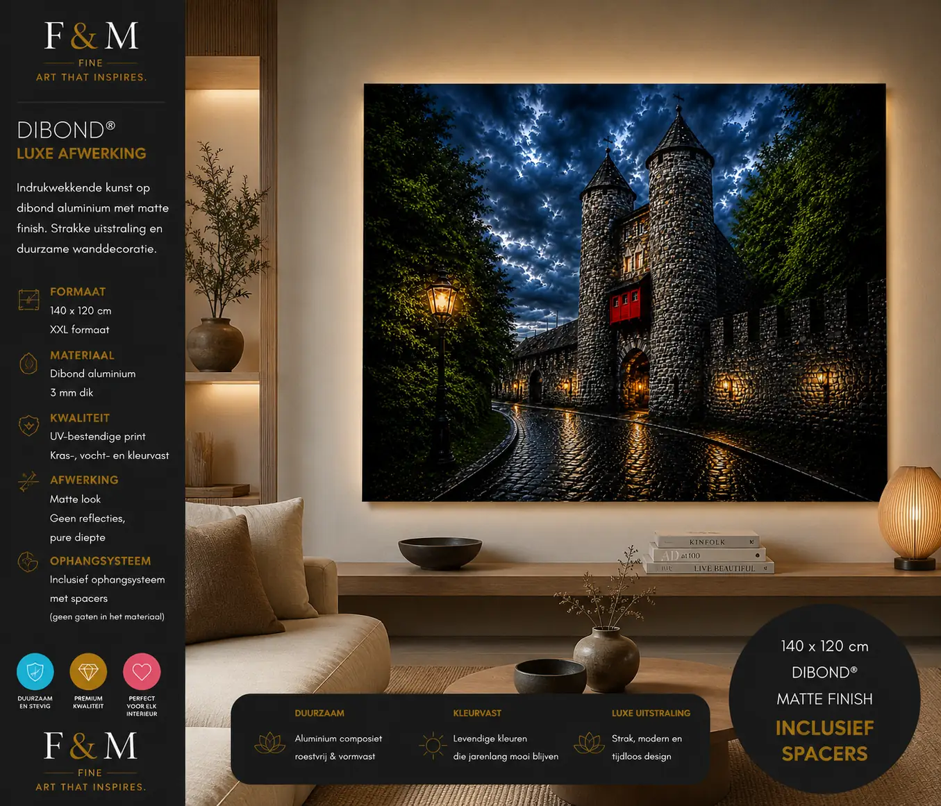 Helpoort Maastricht Fine Art XXL Exclusieve Wanddecoratie op Dibond 140x120 cm 1 Luxe dibond schilderij Helpoort Maastricht voor woonkamer