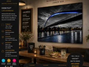 Hoge Brug Maastricht Blue Edition XXL dibond wanddecoratie lunche bar