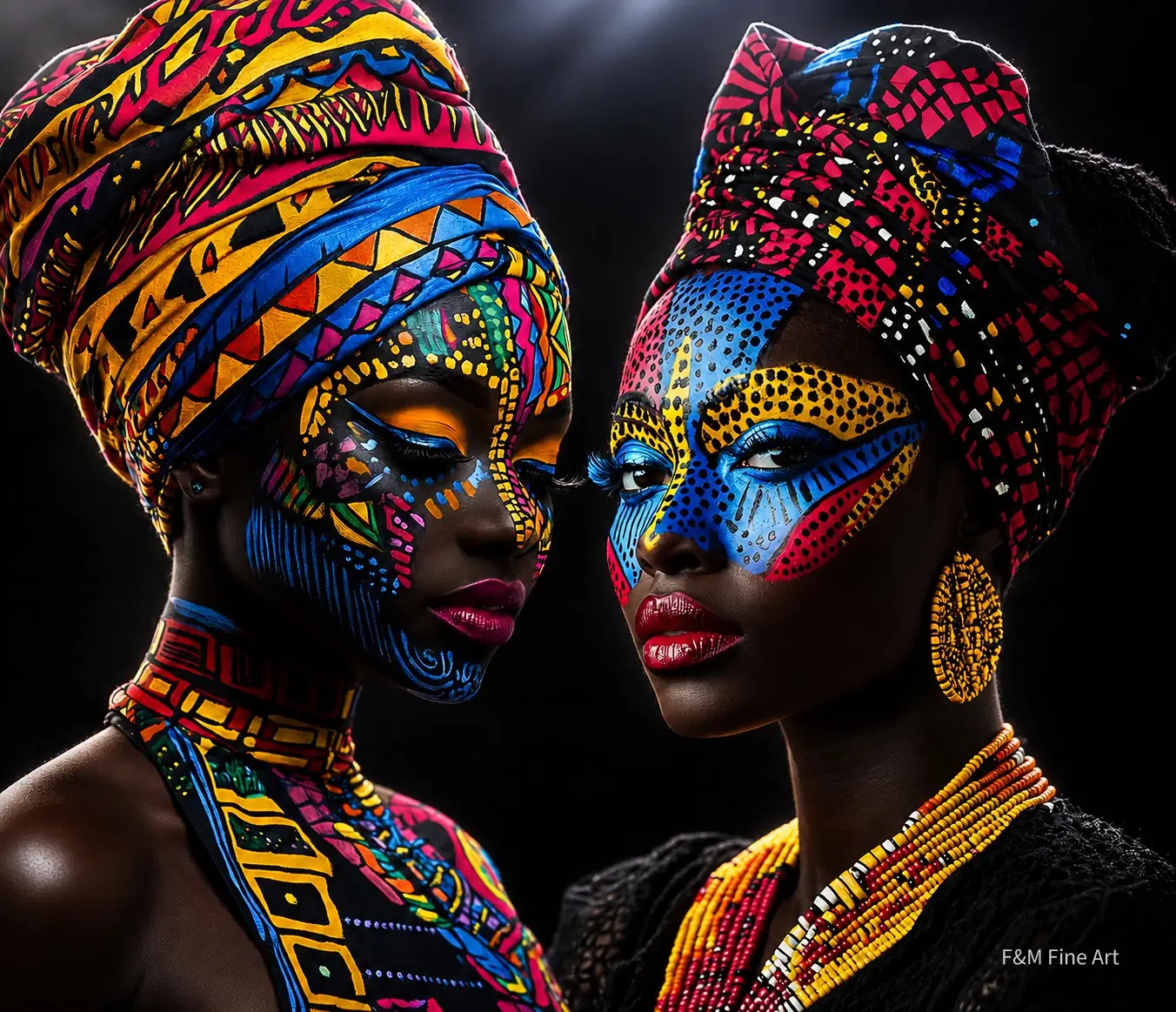 AFRICAN FINE ART DIBOND 90X60 CM 3 African Fine Art dibond schilderij 90x60 cm van F&M Fine Art met kleurrijke Fine Art portretkunst en luxe matte afwerking