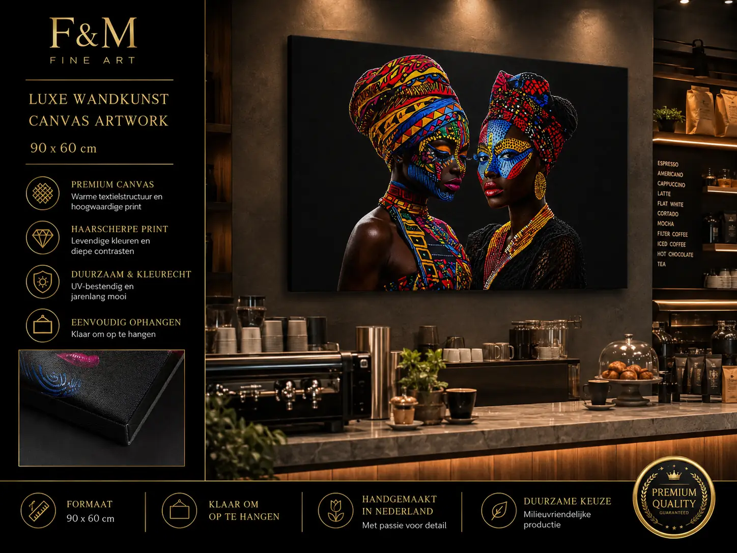 Luxe african fine art canvas schilderij 90x60 1 Luxe African Fine Art Canvas Schilderij 90x60 – F&M Fine Art