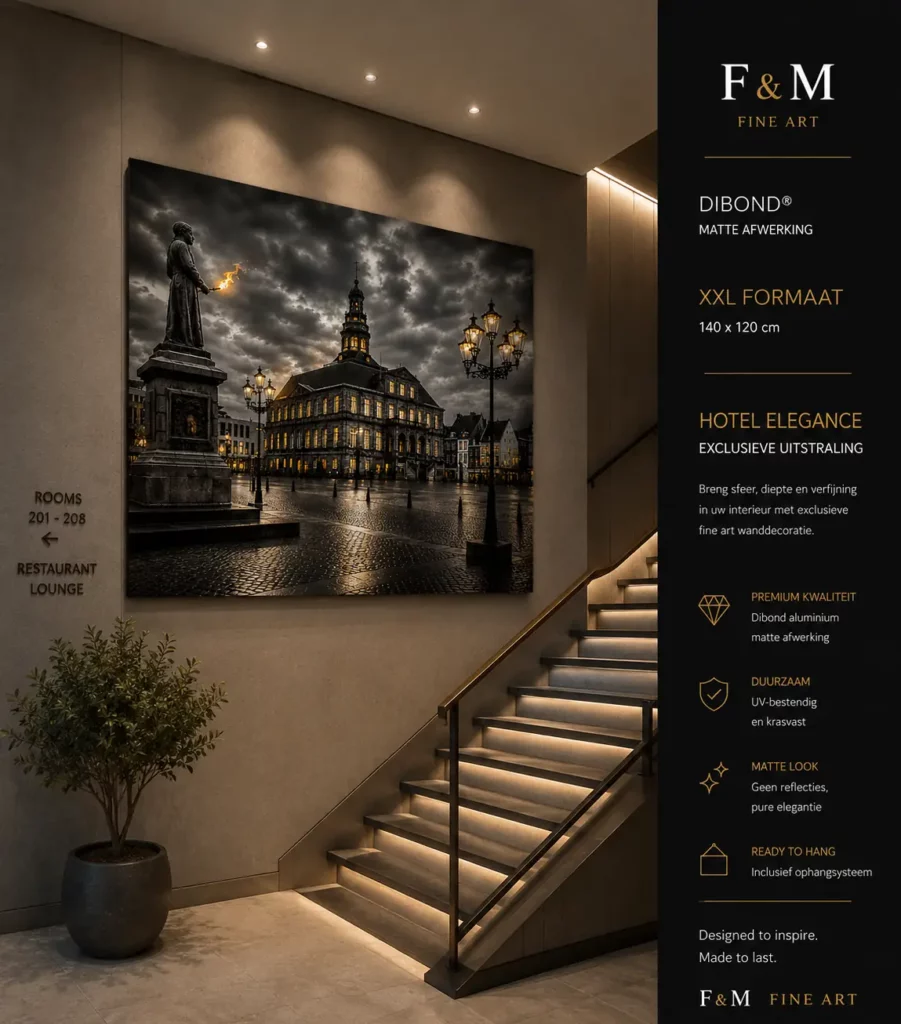 XXL Dibond wanddecoratie 140×120 cm in luxe hotelinterieur – F&M Fine Art