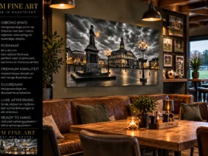 Markt Maastricht Dibond 90x60 cm van F&M Fine Art als wanddecoratie in sfeervol clubhuis