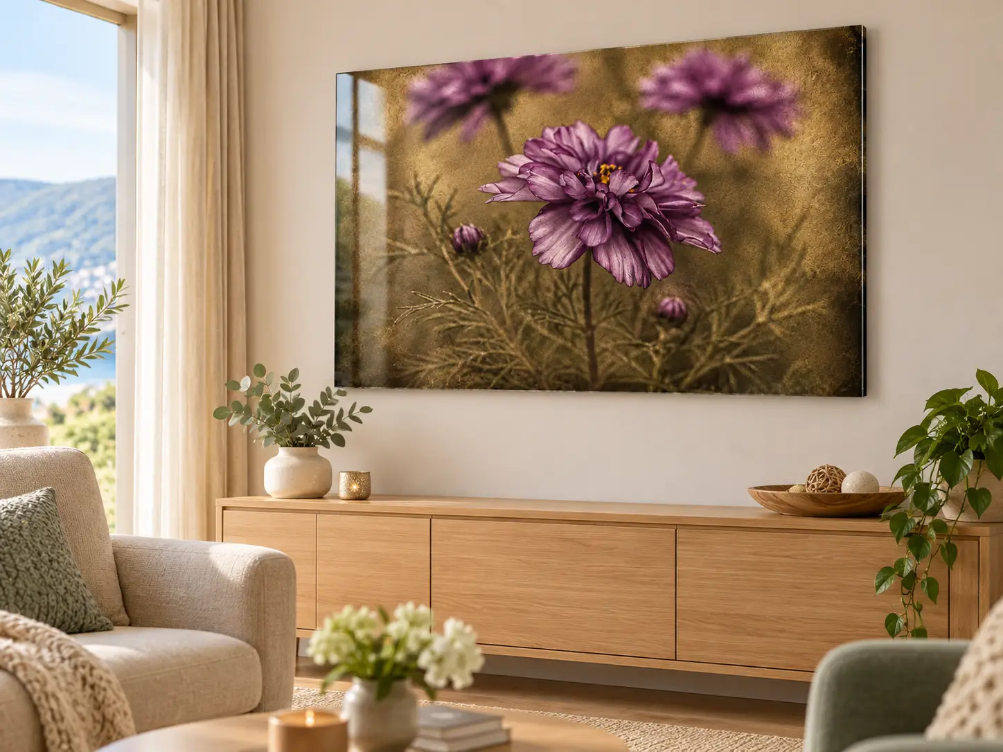 Paarse bloemen wanddecoratie plexiglas 90x60 paarse verleiding 3 Paarse bloemen wanddecoratie plexiglas 90x60 paarse verleiding - Afbeelding 3