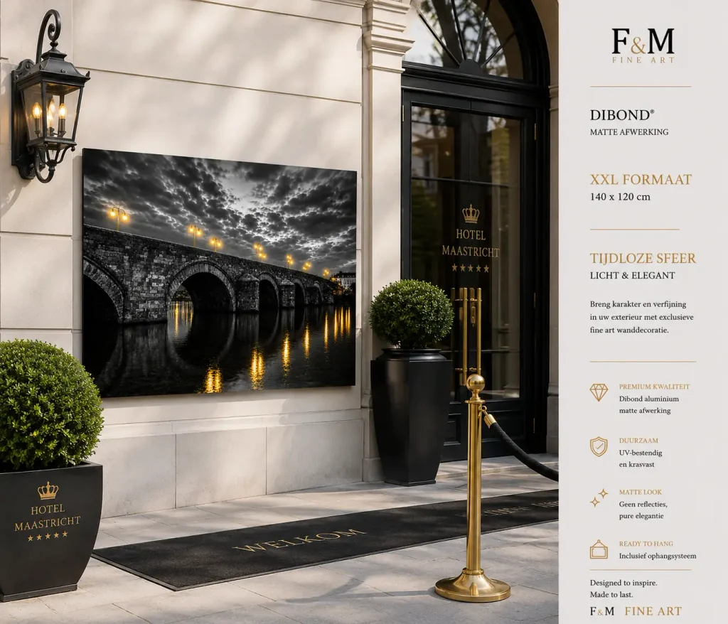 Sint Servaasbrug Maastricht als XXL Dibond wanddecoratie 140×120 cm bij hotelentree