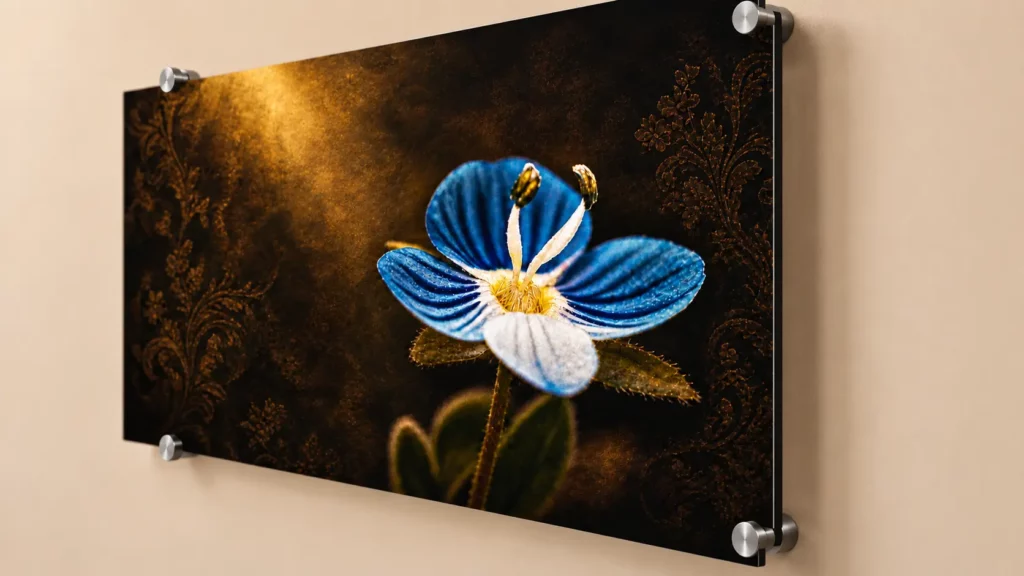 Dibond schilderij met ophangsysteem en afstand tot de wand